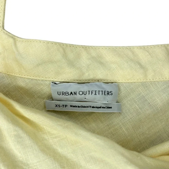 Urban Outfitters  Tie-Front Cut-Out Linen Jumpsuit | Yellow | Size XS - Picture 9 of 13